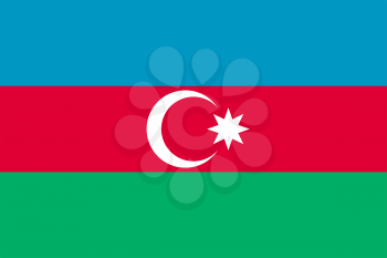 Flag of Azerbaijan. Rectangular shape icon on white background, vector illustration.