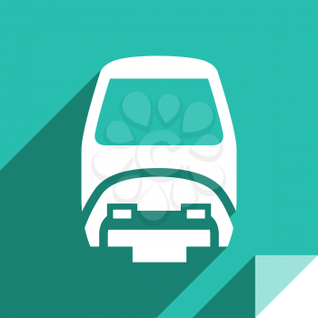 Mono rail, transport flat icon, sticker square shape, modern color