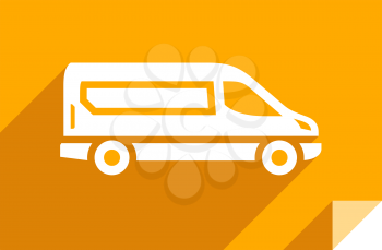 Cargo delivery van, transport flat icon, sticker square shape, modern color