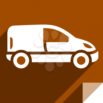 Car, transport flat icon, sticker square shape, modern color