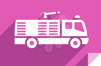 Fire truck, transport flat icon, sticker square shape, modern color