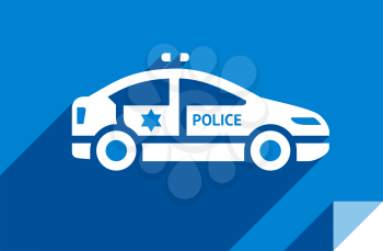 Police, transport flat icon, sticker square shape, modern color