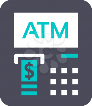ATM icon, gray turquoise icon on a white background
