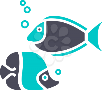 Fish, gray turquoise icon on a white background