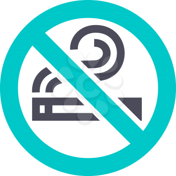 No smoking icon, gray turquoise icon on a white background