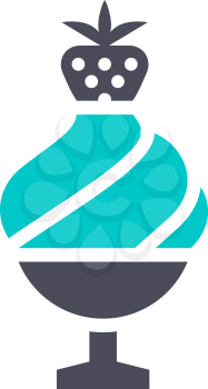 Ice cream icon, gray turquoise icon on a white background