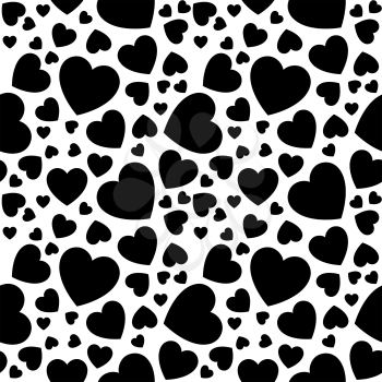 Valentine's day. Seamless pattern with black hearts, simple vector design element