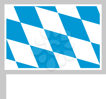 Bavaria, flag on flagpole, rectangular shape icon on white background, vector illustration.