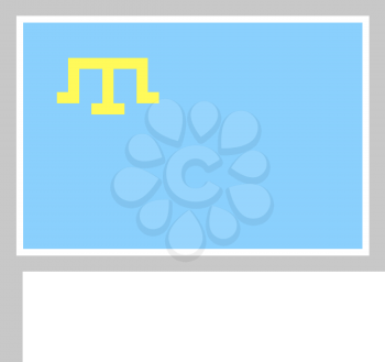Crimean tatar people flag on flagpole, rectangular shape icon on white background, vector illustration.