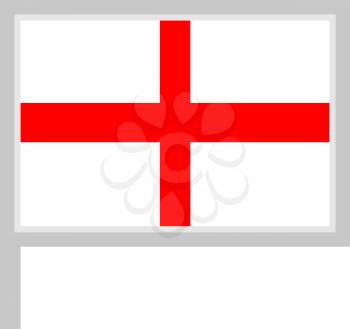 England flag on flagpole, rectangular shape icon on white background, vector illustration.