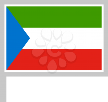 Equatorial Guinea flag on flagpole, rectangular shape icon on white background, vector illustration.