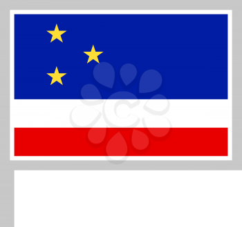 Gagauzia flag on flagpole, rectangular shape icon on white background, vector illustration.