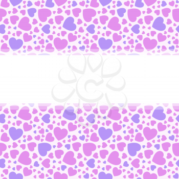 Holiday banner with hearts, simple vector for your design