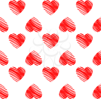 Valentine's day. Pattern with red hearts, simple vector design element