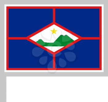 Sint Eustatius flag on flagpole, rectangular shape icon on white background, vector illustration.