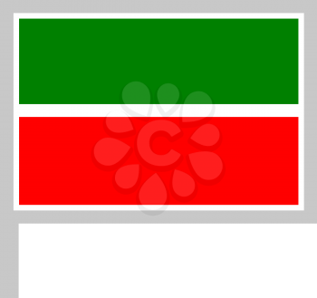 Tatarstan flag on flagpole, rectangular shape icon on white background, vector illustration.