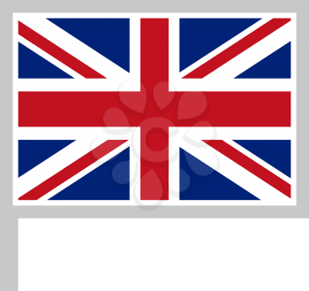 United Kingdom flag on flagpole, rectangular shape icon on white background, vector illustration.