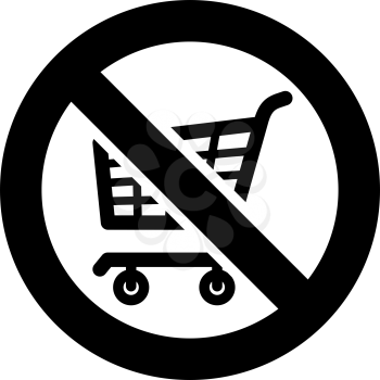 No shopping cart forbidden sign, modern round sticker
