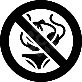 No Bikinis forbidden sign, modern round sticker