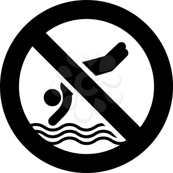 No diving forbidden sign, modern round sticker