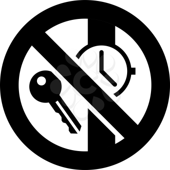 No metal articles or watches forbidden sign, modern round sticker
