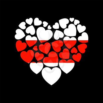 Flag of the Republic of Belarus in the shape of a heart, vector icon on black background
