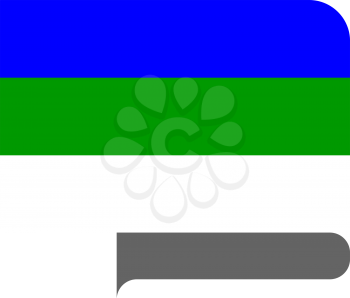 Flag of Komi republic horizontal shape, pointer for world map