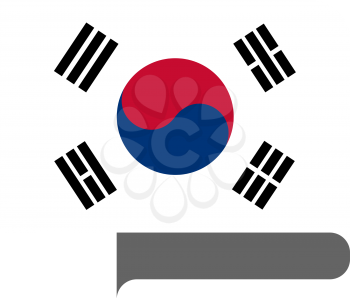 Flag of South Korea horizontal shape, pointer for world map