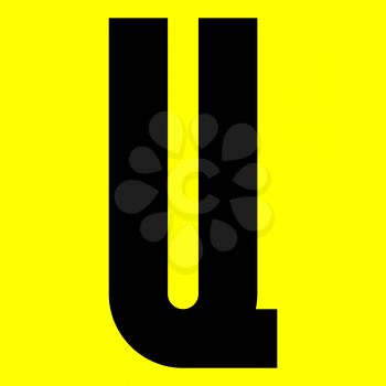Dark modern font. Trendy alphabet, black vector letter U on a yellow background, vector illustration 10eps