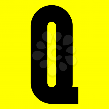 Dark modern font. Trendy alphabet, black vector letter Q on a yellow background, vector illustration 10eps