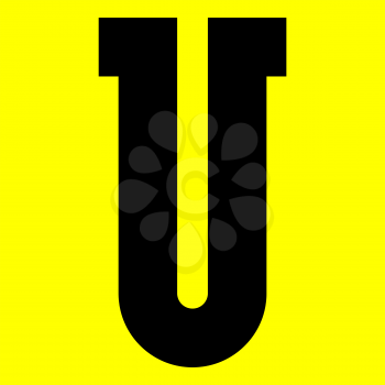 Dark modern font. Trendy alphabet, black vector letter V on a yellow background, vector illustration 10eps