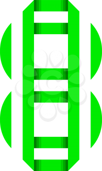 Striped font, modern trendy alphabet, number Eight tfolded from green paper tape, vector illustration