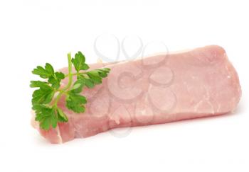 Pieces of crude meat with parsley 
