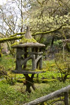 Japanese Garden with stone and wooden structure