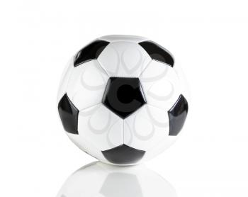 Soccer ball isolated on a white background with reflection 