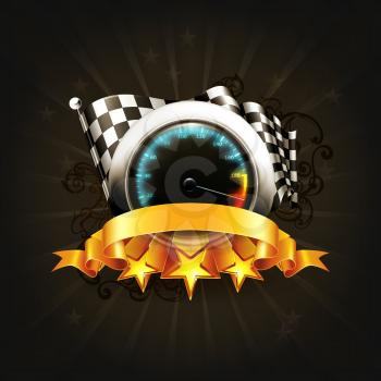 Racing emblem on black