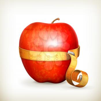 Tape measurement and apple, vector