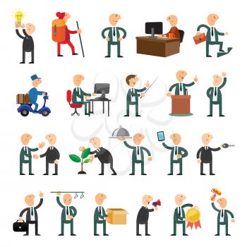 Business peoples set of icons flat design
