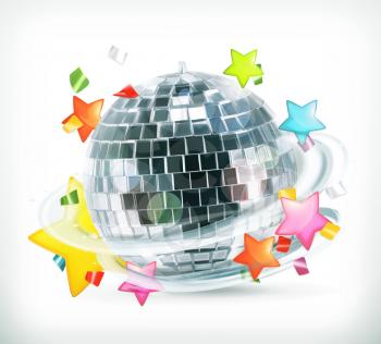 Party, stars and disco ball, vector icons