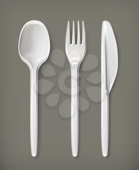 Plastic cutlery, vector