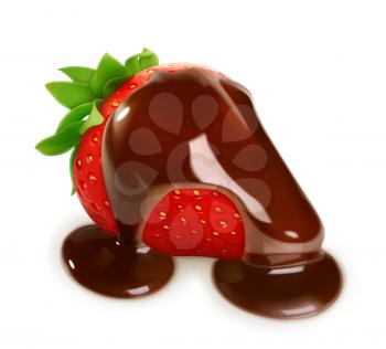 Strawberries in chocolate, vector illustration