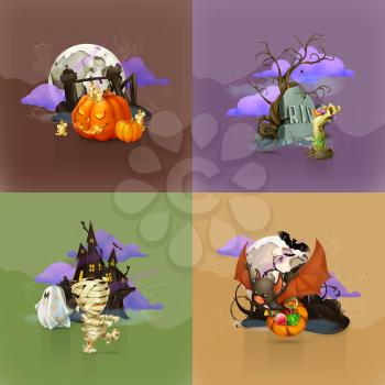 Halloween concepts, set of vector backgrounds