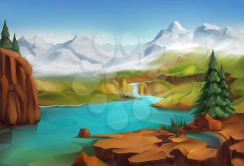 Landscape, nature vector background