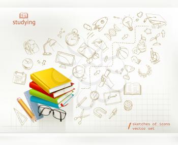 Studying and education infographics vector