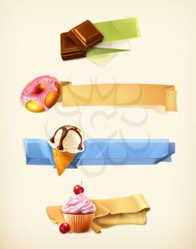 Sweet set of banners, vector illustration