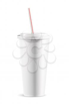 White paper cup with lid, detailed vector illustration