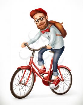 Bicyclist. Man on a bicycle, 3d vector icon