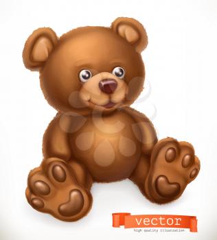 Toy bear, 3d vector icon