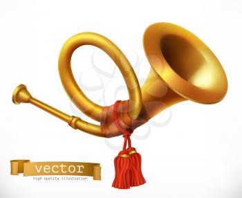 Golden Trumpet. Horn. vector icon