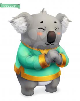 Koala, funny animal. 3d vector icon